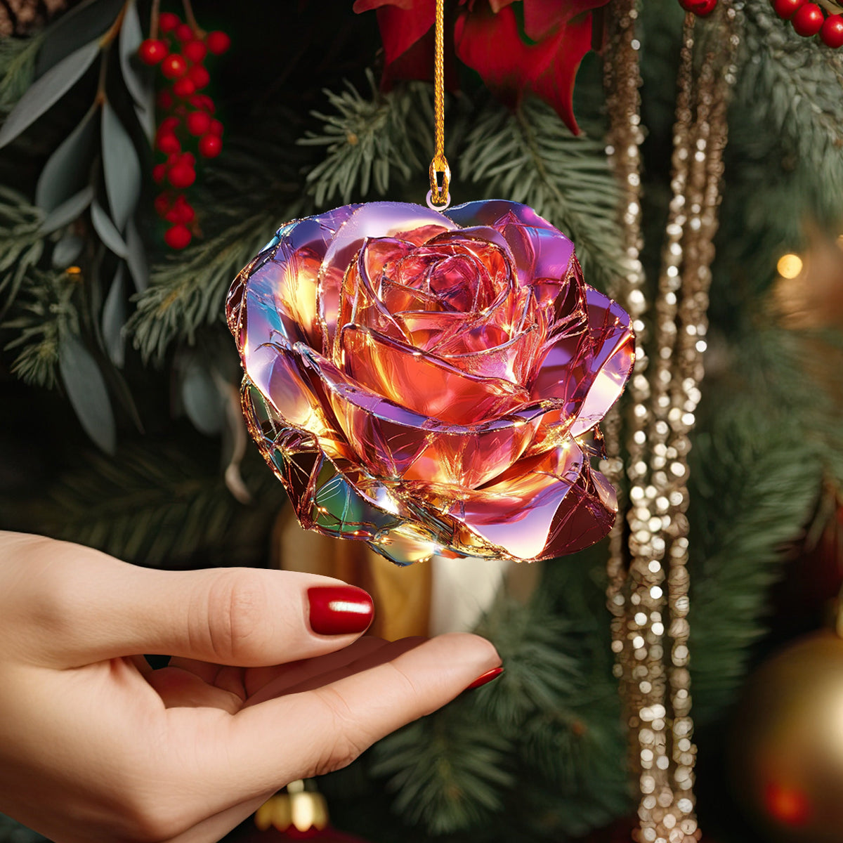 Shineful 2D Acrylic Ornament Stunning Crystal Rose