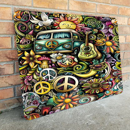 Shineful 2D Metal Sign Hippie Life In The 60s