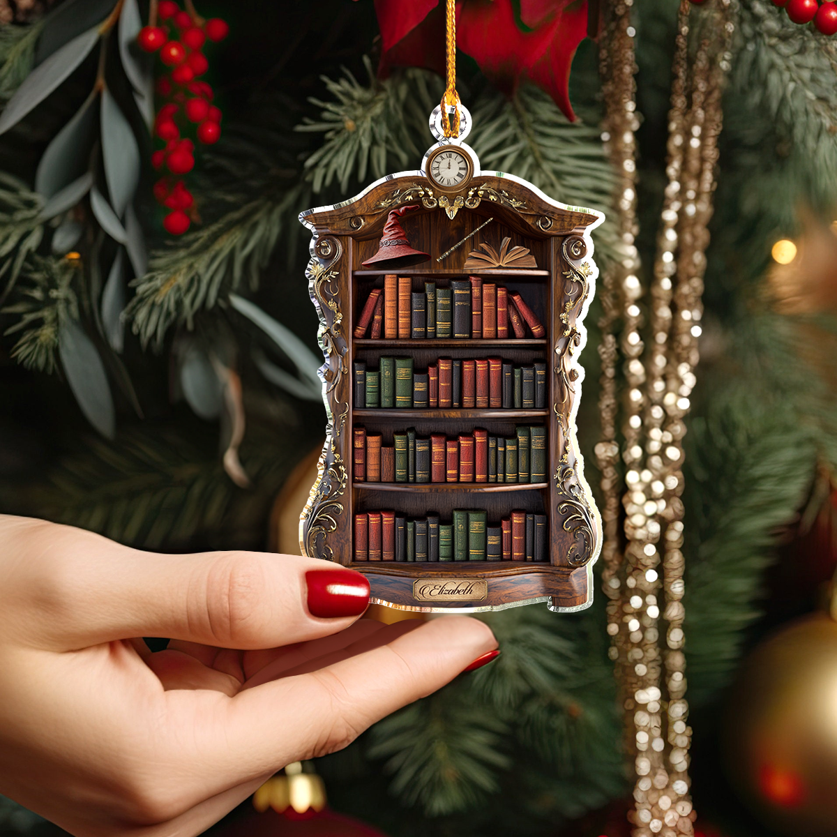 Shineful Personalisierte 2D Acryl Ornament Mystische Zauberer Bücherregal 