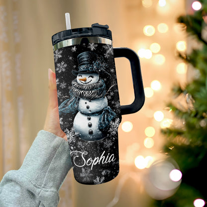 Shineful Tumbler Personalized Elegant Midnight Snowman