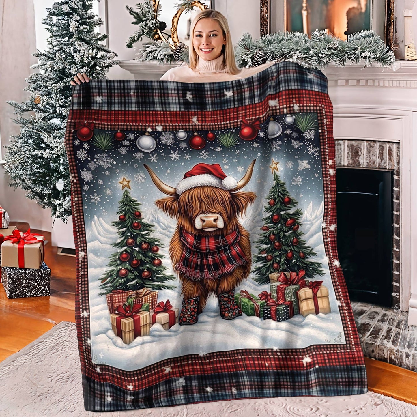 Shineful Fleece Blanket Mooey Christmas