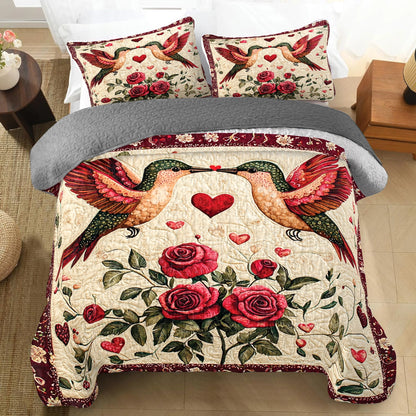 Shineful All Season Quilt 3-Piece Set Valentine Blissful Hummingbird