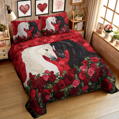 Shineful All Season Quilt 3-Piece Set Passionate Rose Horse