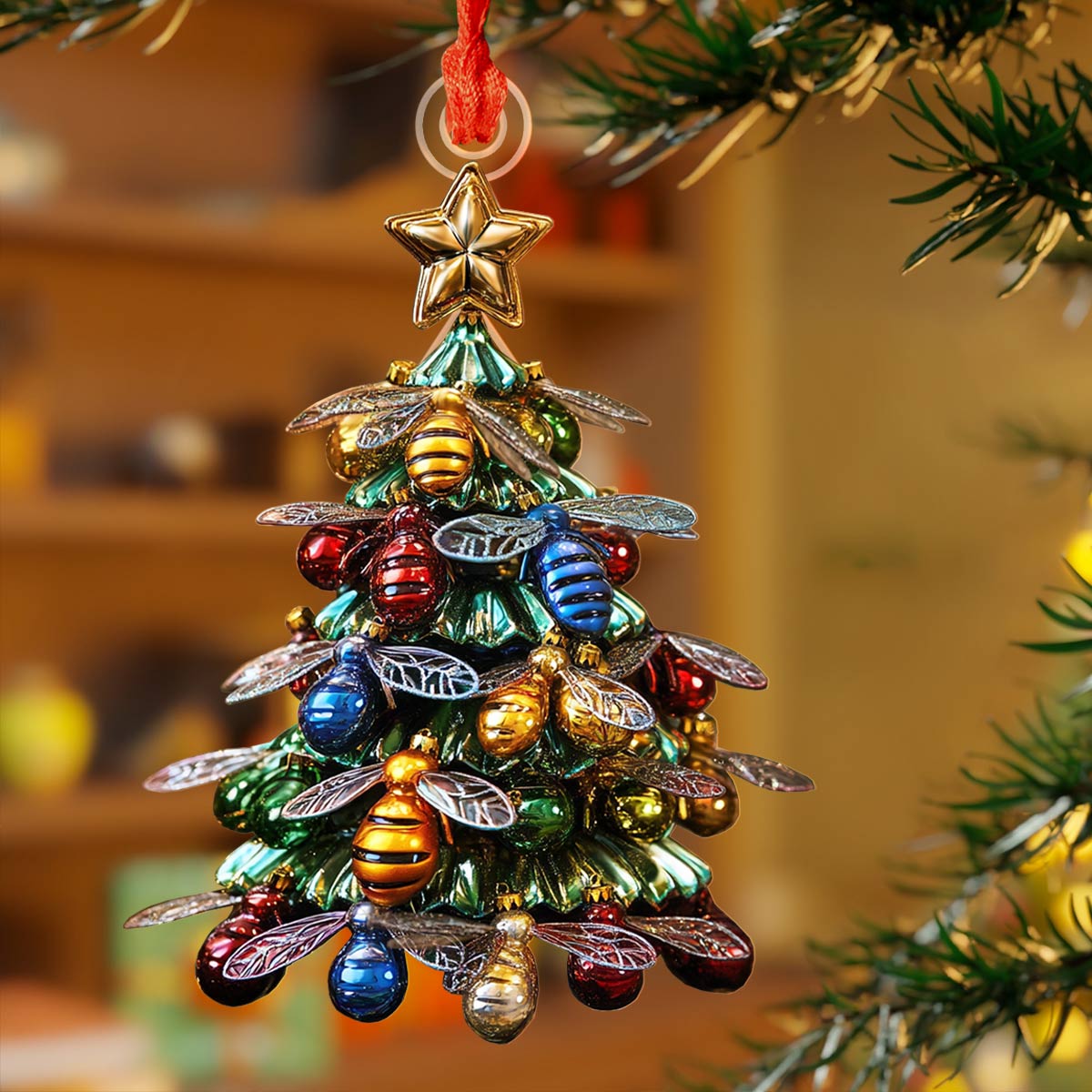 Shineful 2D Acrylic Ornament Bee Christmas Tree