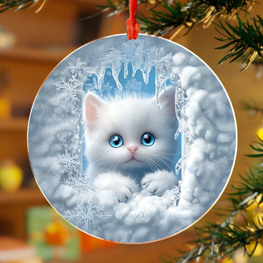 Shineful Acrylic Ornament Snowy Christmas Cat