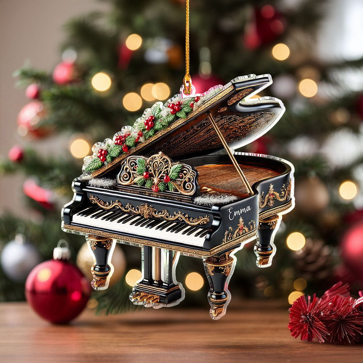 Shineful Personalized 2D Acrylic Ornament Grand Piano Holiday