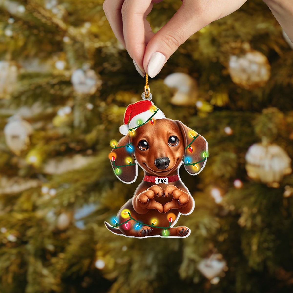 Shineful Personalized 2D Acrylic Ornament Dachshund Holiday Cheer