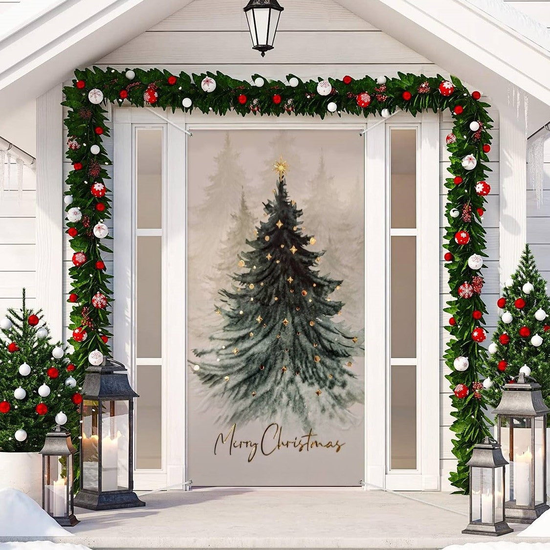 Shineful Door Cover Festive Forest