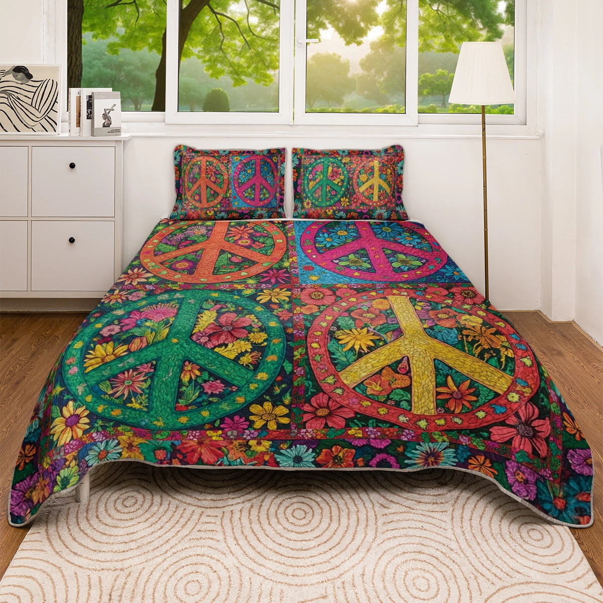 Shineful All Season Quilt 3-Piece Set - Radiant Hippie Peace