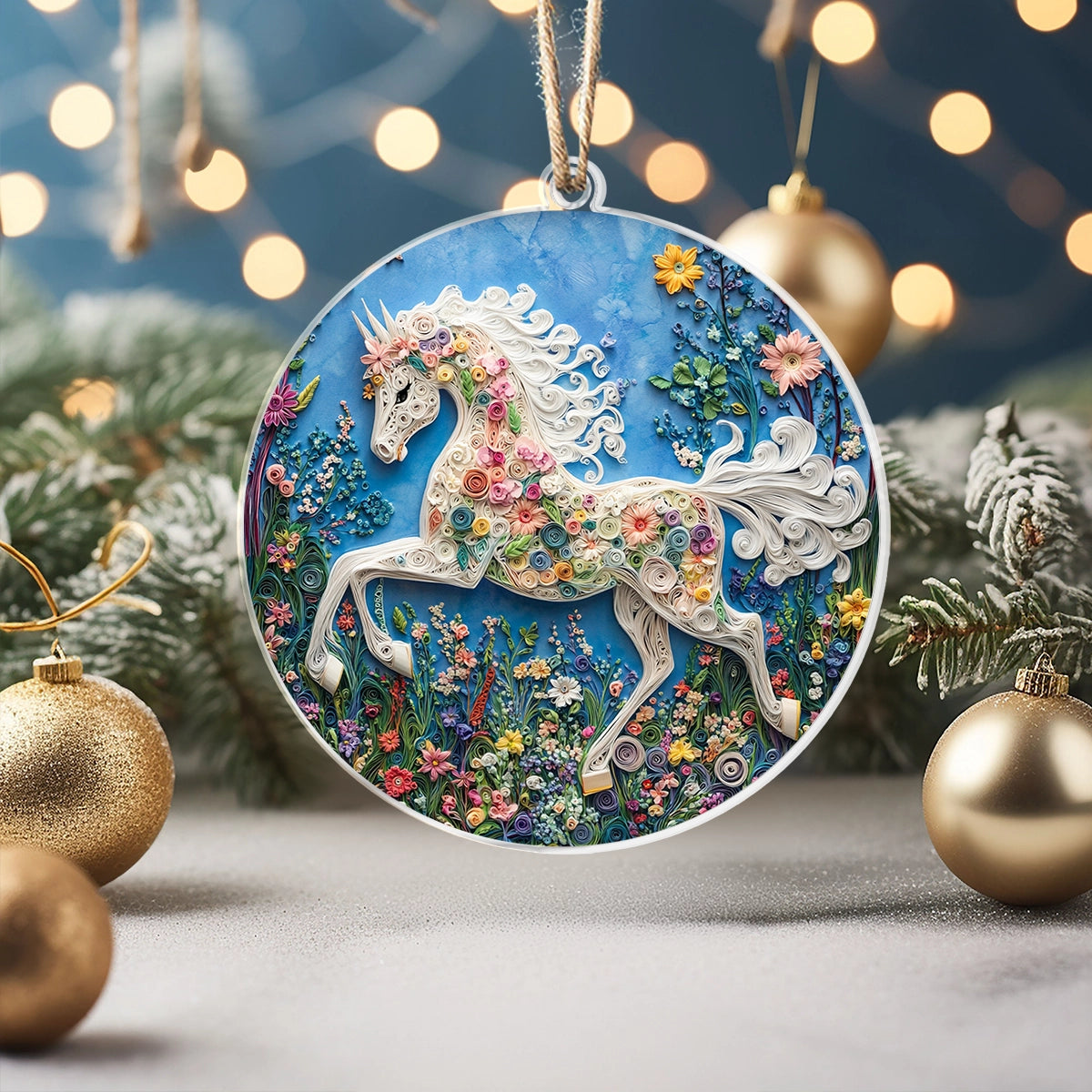 Shineful 2D Acrylic Ornament Whimsical Horse Holiday