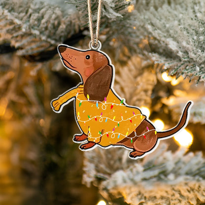 Shineful Acrylic Ornament Festive Dachshund Lights