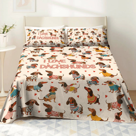 Shineful 4-Piece Bed Sheet Set Dachshund  Lovely Delight