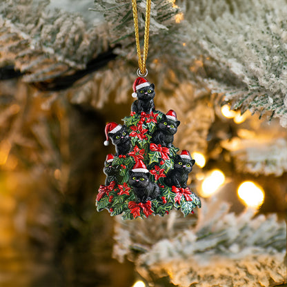 Shineful 2D Acrylic Ornament Holly Berry Christmas Black Cats