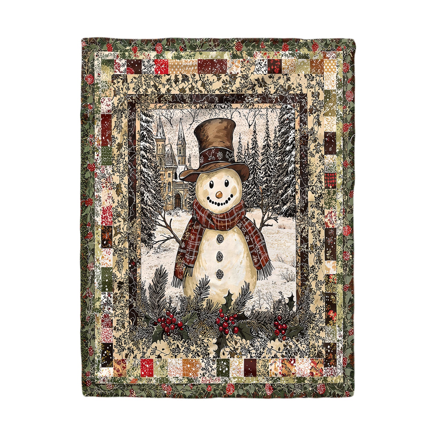 Shineful Fleece Blanket Vintage Snowman