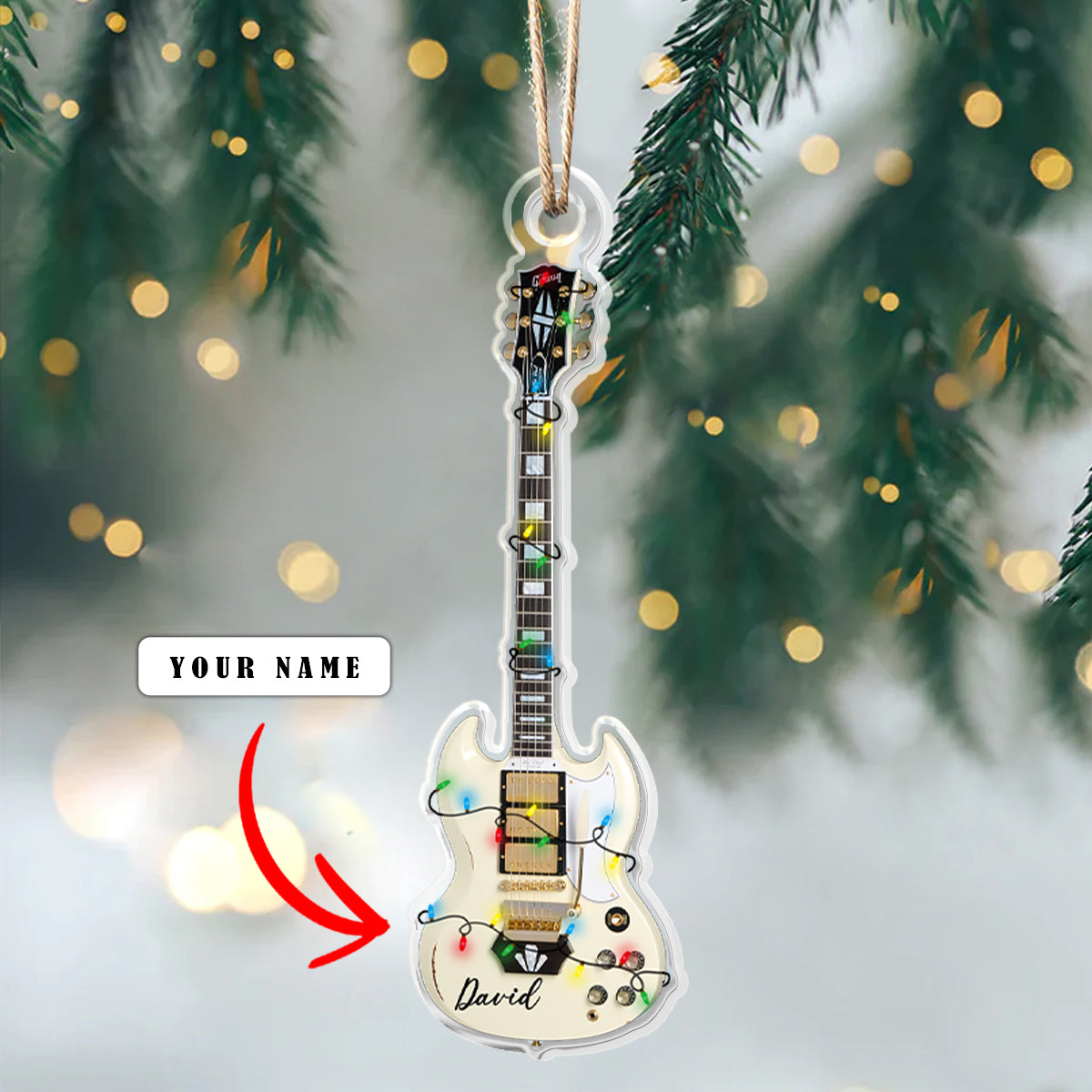 Shineful Personalized 2D Acrylic Ornament - Gibson SG Guitar