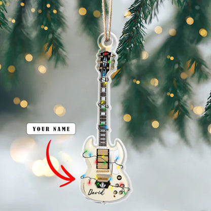 Glänzendes personalisiertes 2D-Acryl-Ornament – ​​Gibson SG-Gitarre 