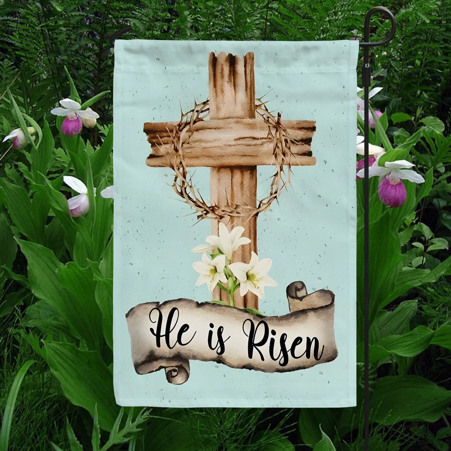 Shineful Garden Flag 12" x 18" Peaceful Easter Cross