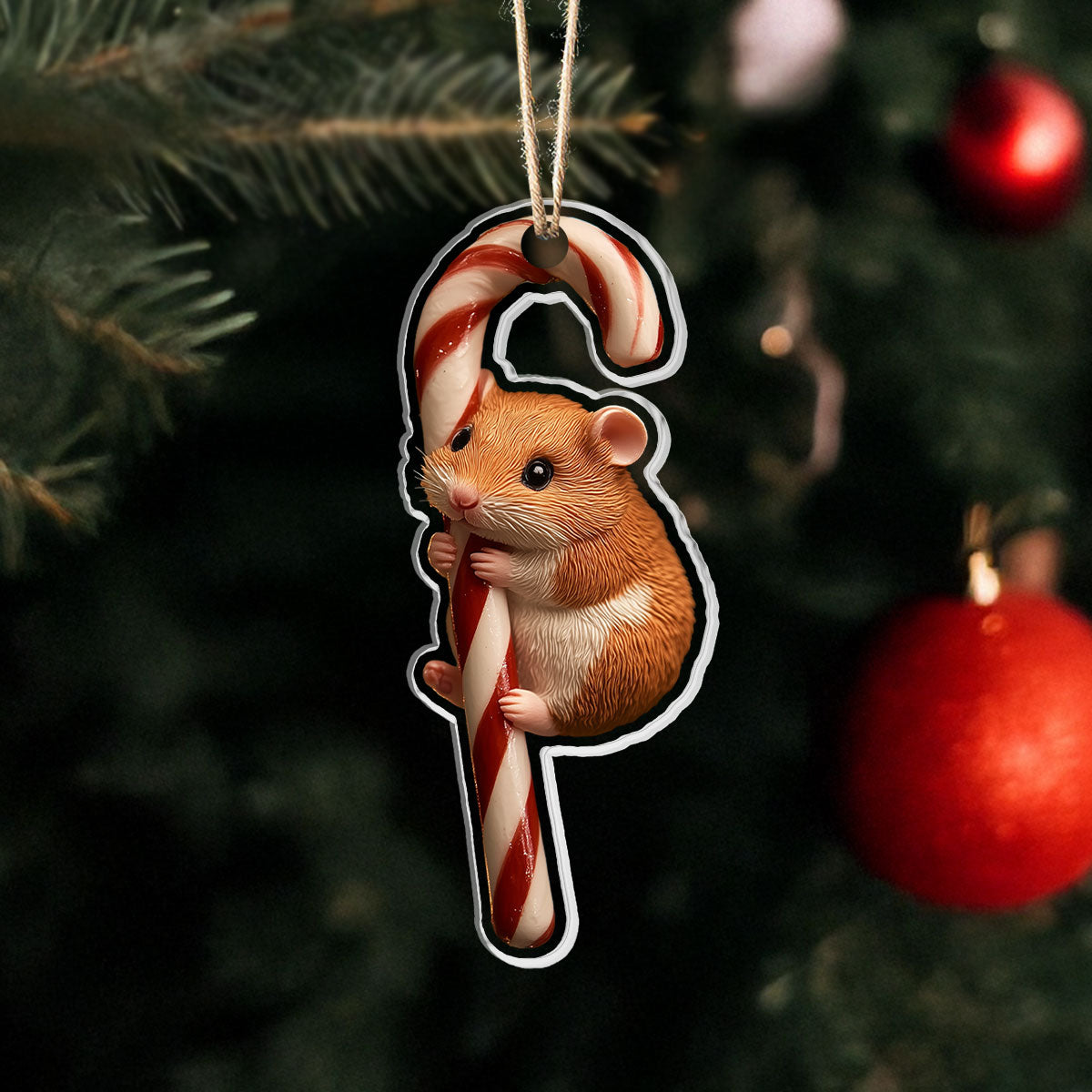 Glänzendes 2D-Ornament aus Acryl – Hamster Holiday Spirit Collection 