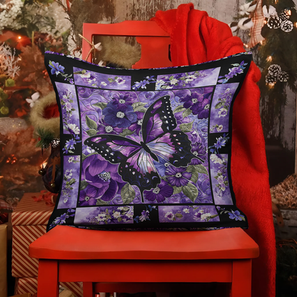 Shineful 2D Print Cushion Cover, Pillowcase, Pillows Covers - Gorgeous Purple Butterfly Flowers