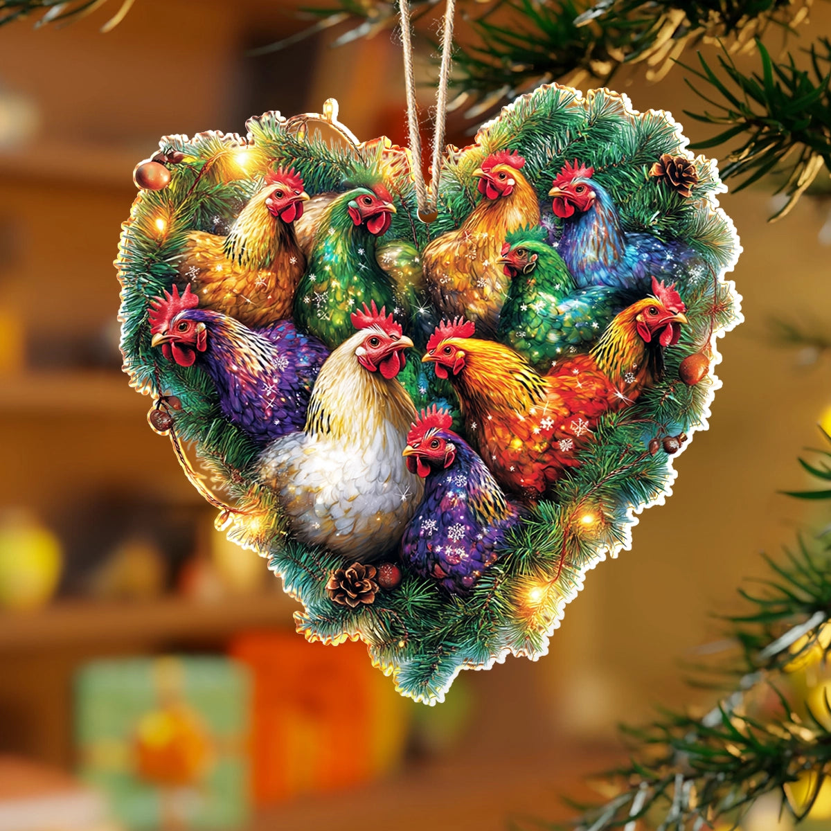 Shineful 2D Acrylic Ornament Holiday Hen House Heart