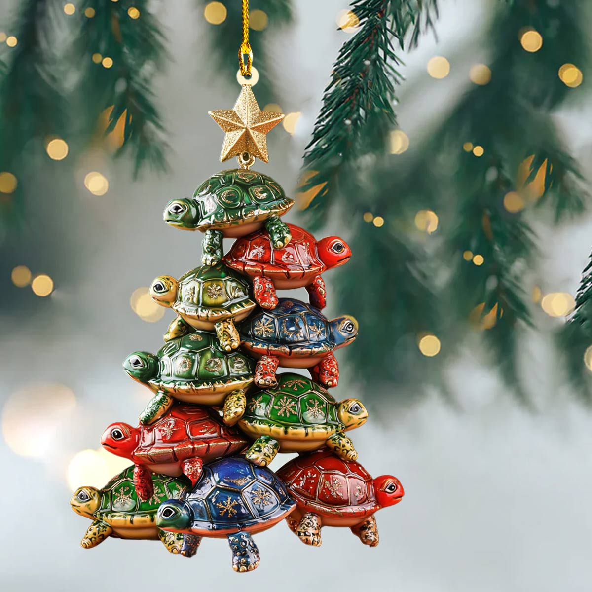 Shineful 2D Acrylic Ornament Turtley Merry Christmas Tree