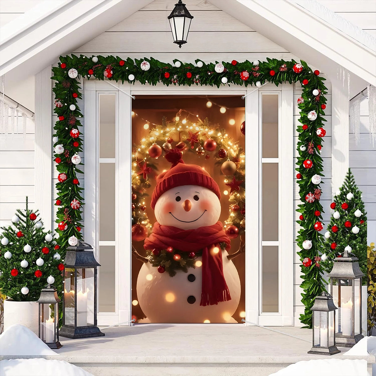 Shineful Door Cover Winter Wonderland Snowman