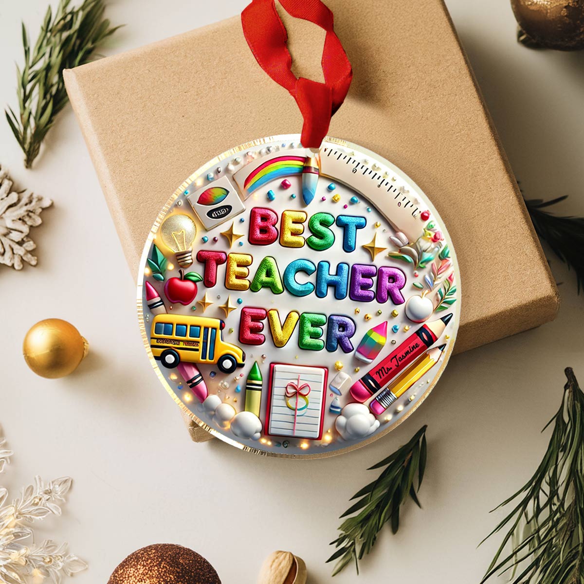 Shineful Acrylic Ornament Personalized Happy Christmas Teacher