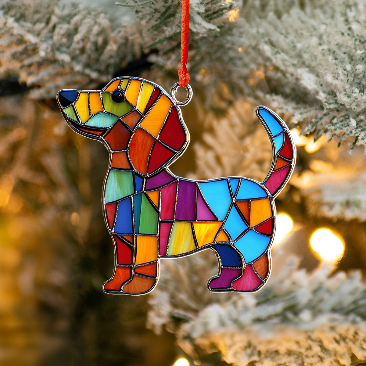 Shineful 2D Acrylic Ornament - Stained Glass Dachshund