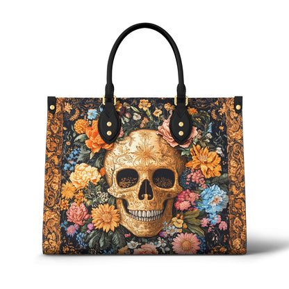 Sac en cuir brillant baroque Skull Blossom