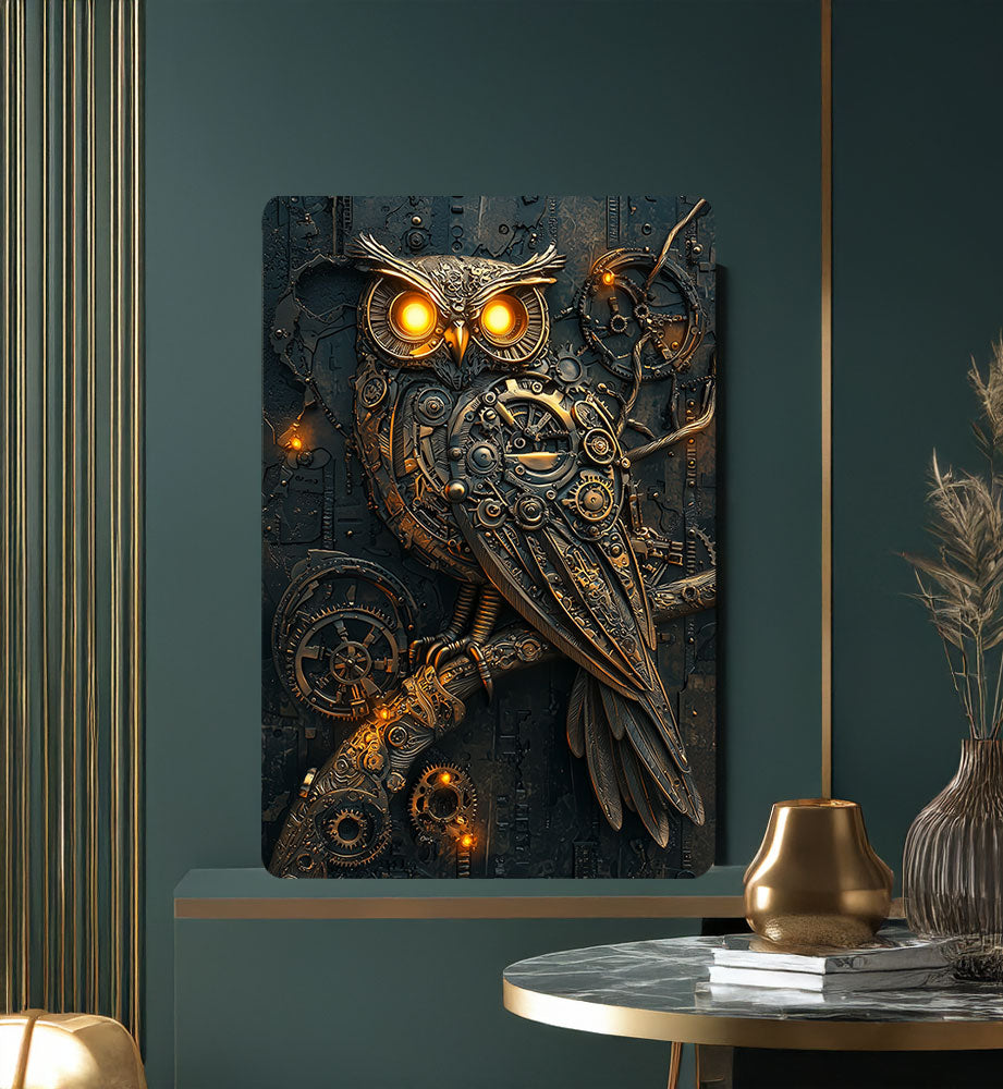 Shineful 2D Metal Sign - Steam-Powered Owl