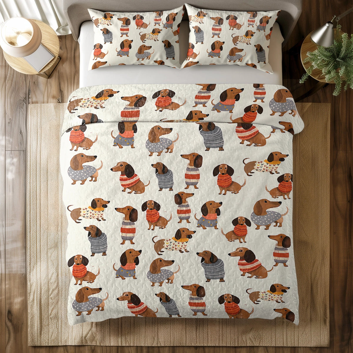 Shineful All Season Quilt 3-Piece Set - Dachshund Cute