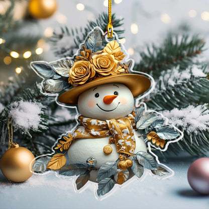 Shineful Acrylic Ornament Golden Glow Snowman