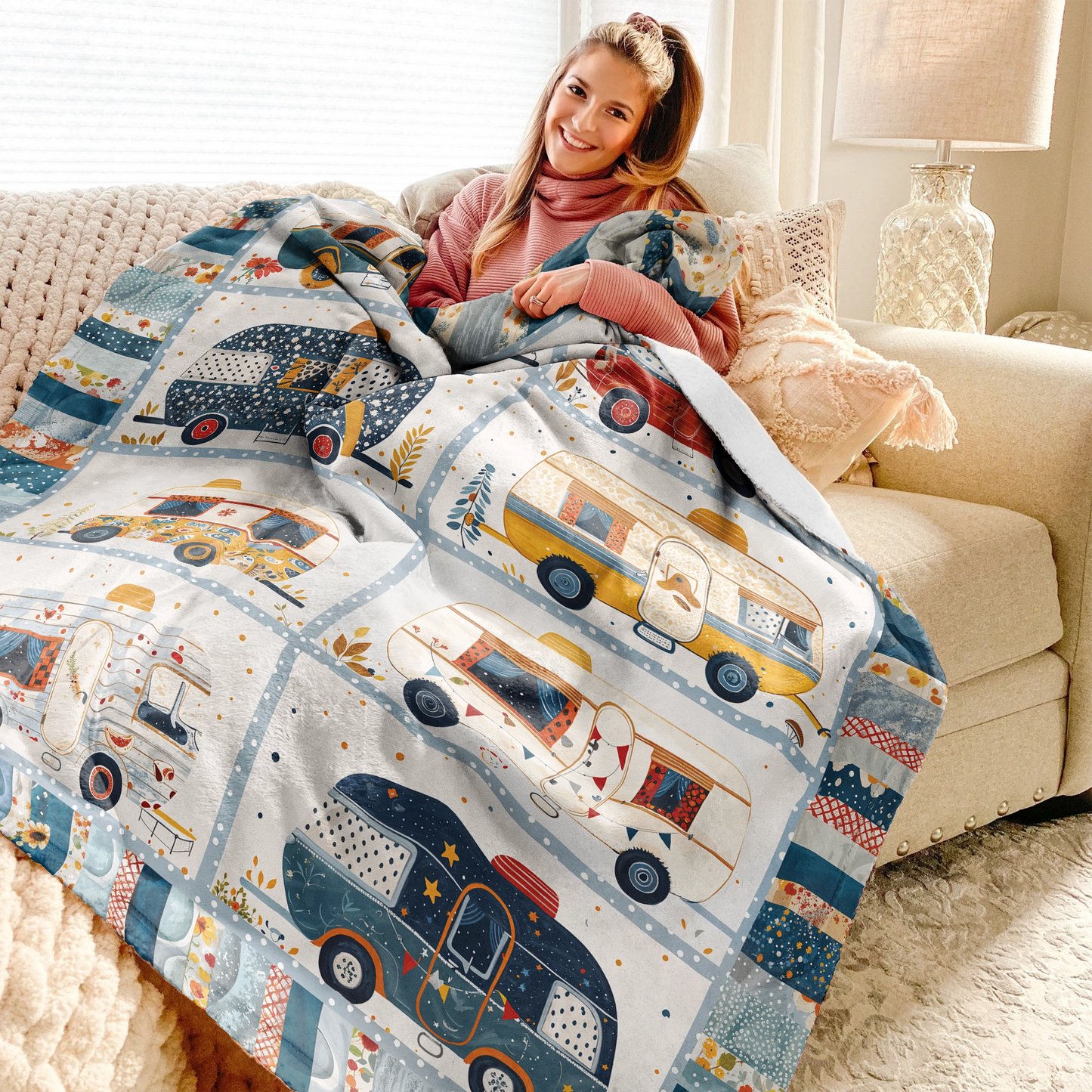 Shineful Fleece Blanket Lovely Camper