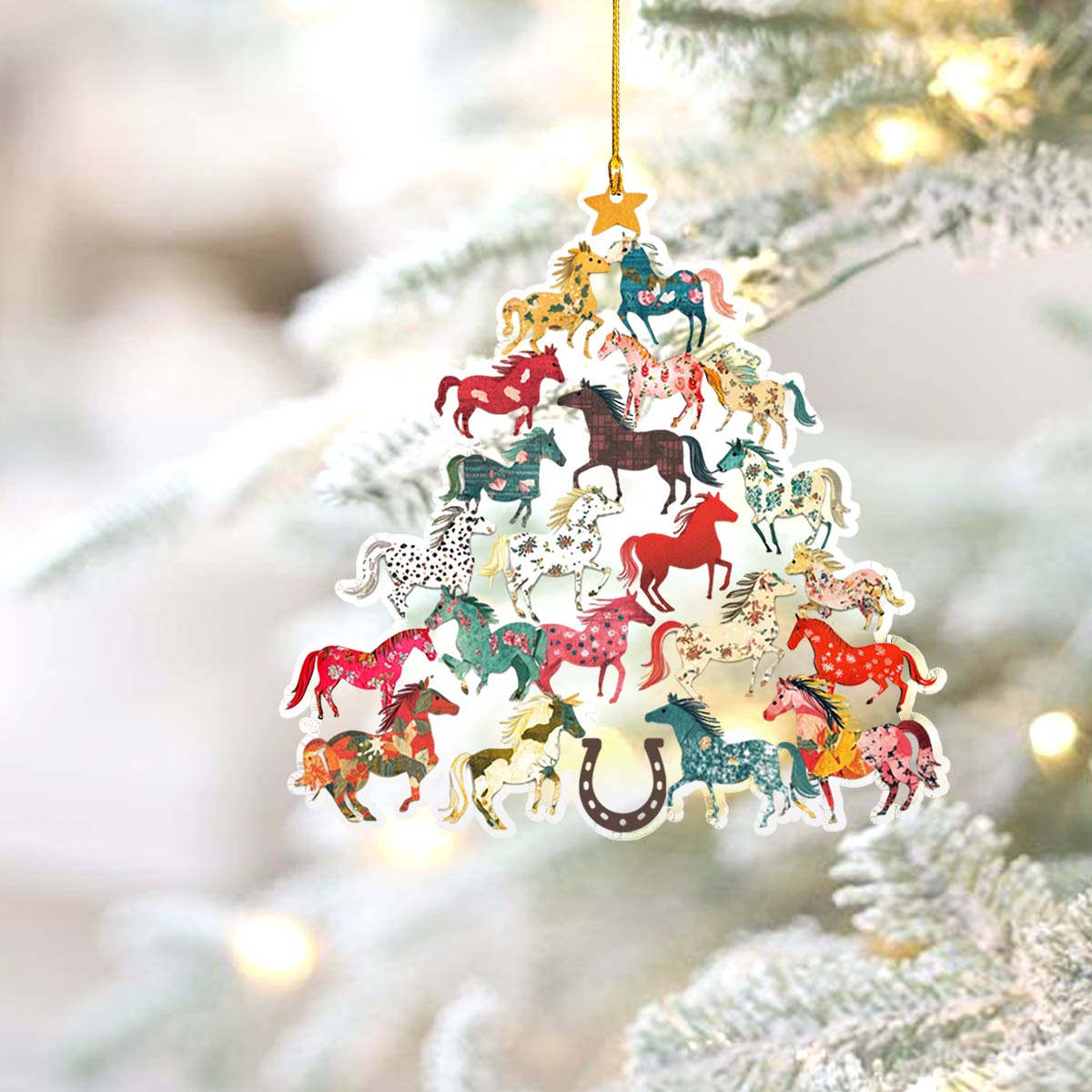 Shineful 2D Acrylic Ornament Charming Floral horses