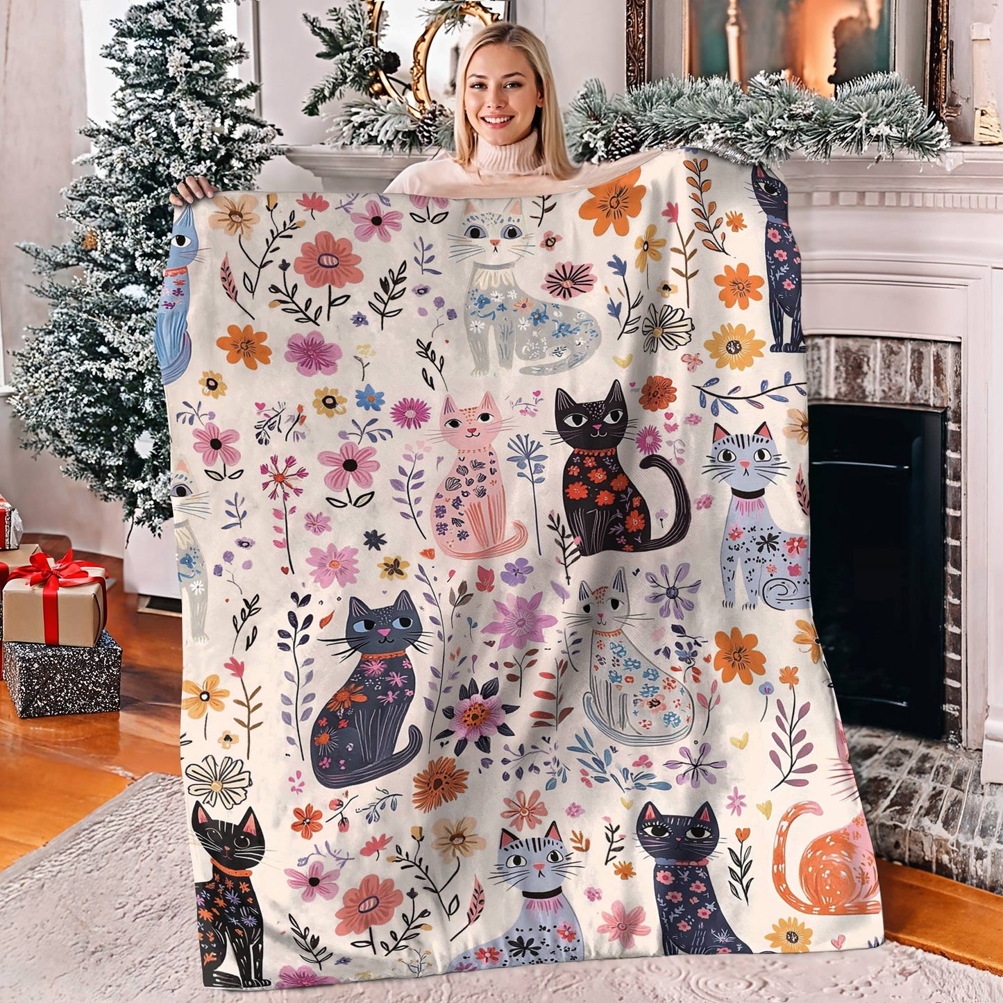 Shineful Fleece Blanket Catty Blooms