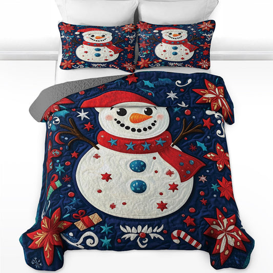 Shineful Flat Print All Season Quilt 3-Piece Set Jolly Snowman