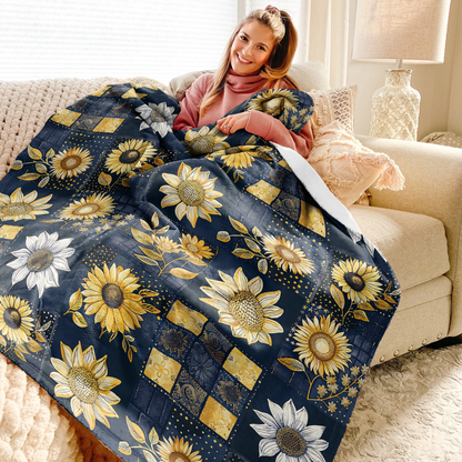 Shineful Fleece Blanket Inelegance Sunflowers