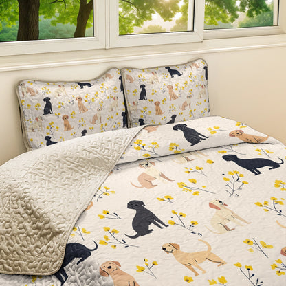 Shineful All Season Quilt 3-Piece Set Labrador Floral Delight