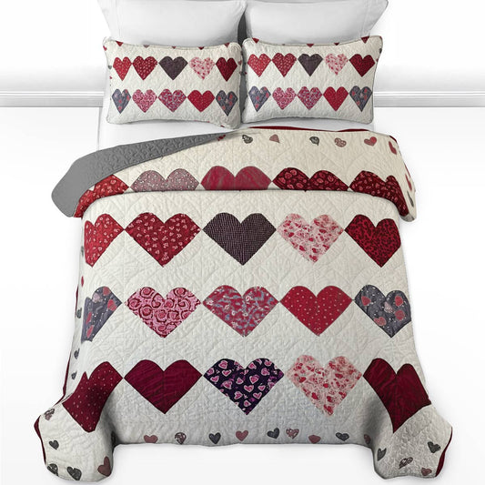 Shineful All Season Quilt 3-Piece Set - Romantic Heart