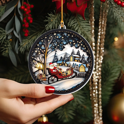 Shineful 2D Acrylic Ornament Santa's Midnight Sleigh Ride