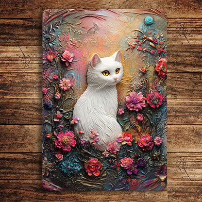 Shineful 2D Metal Sign Blooming Cat