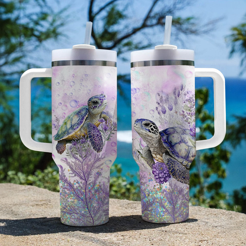 Shineful Tumbler Purple Sea Turtles