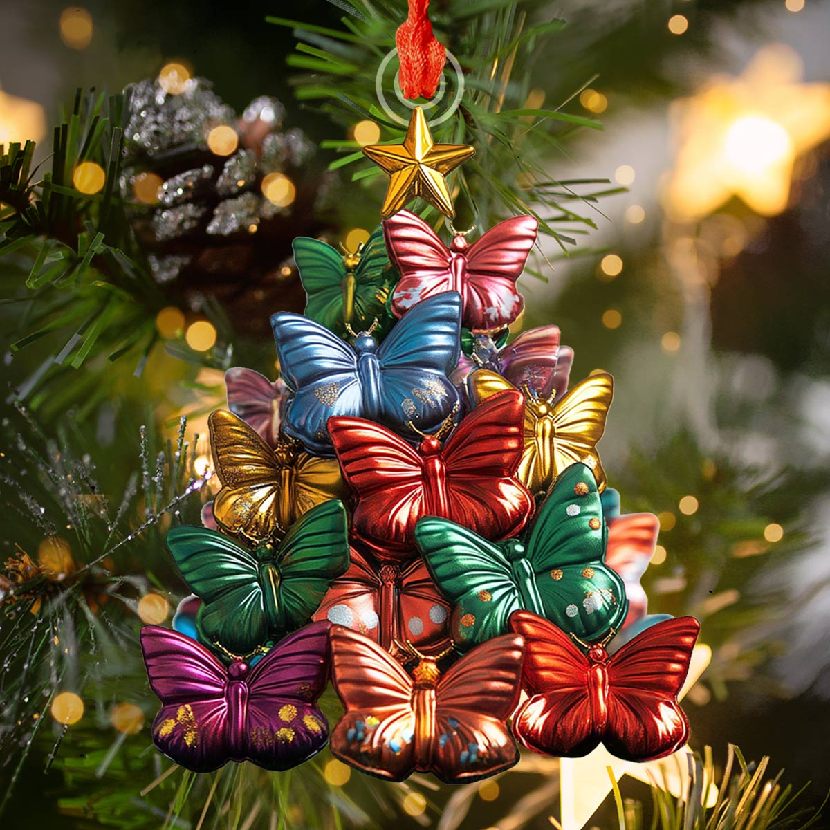 Shineful 2D Acrylic Ornament Butterfly Christmas Tree