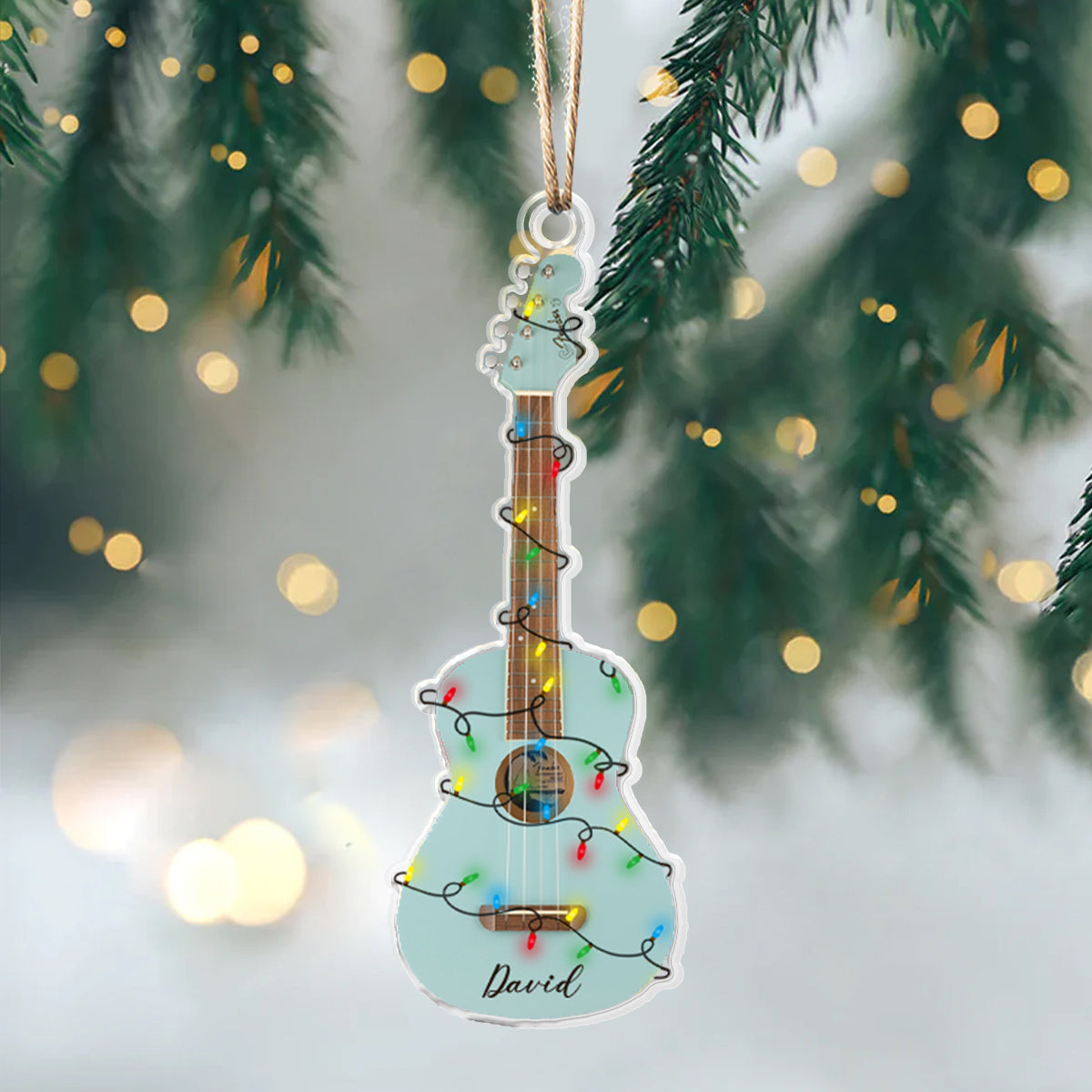 Glänzendes 2D-Acryl-Ornament – ​​Festliche Ukulele-Kollektion 