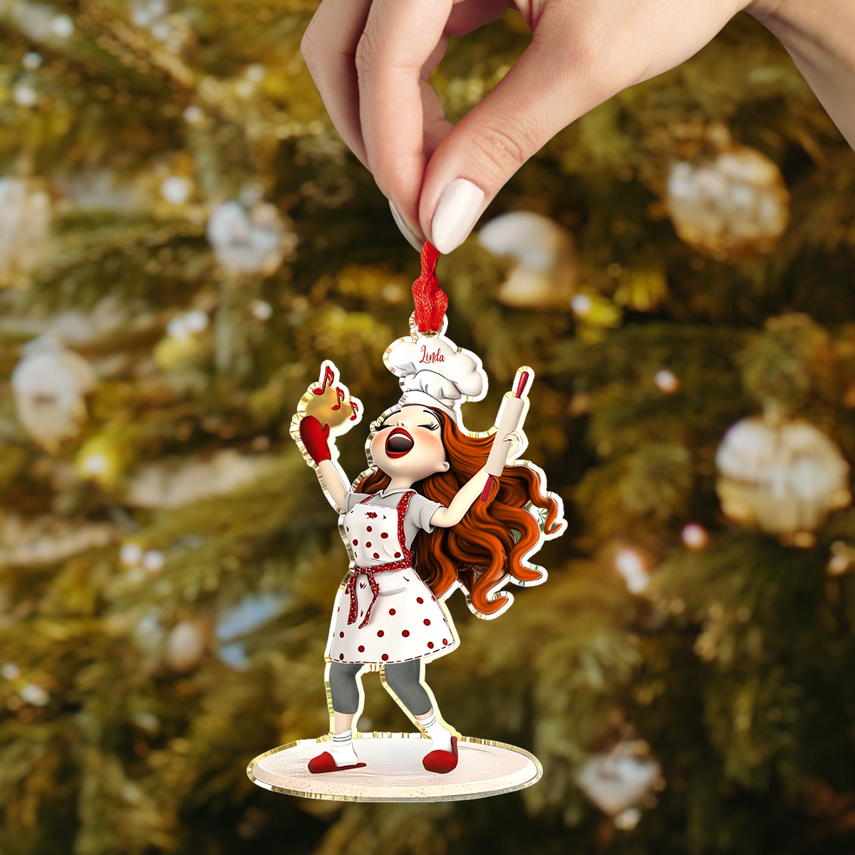 Glänzendes personalisiertes 2D-Acryl-Ornament Baking Diva