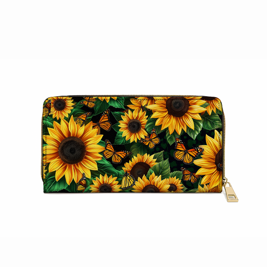 Shineful Leather Clutch Purse With Wristlet Strap Handle Sunflower Mama