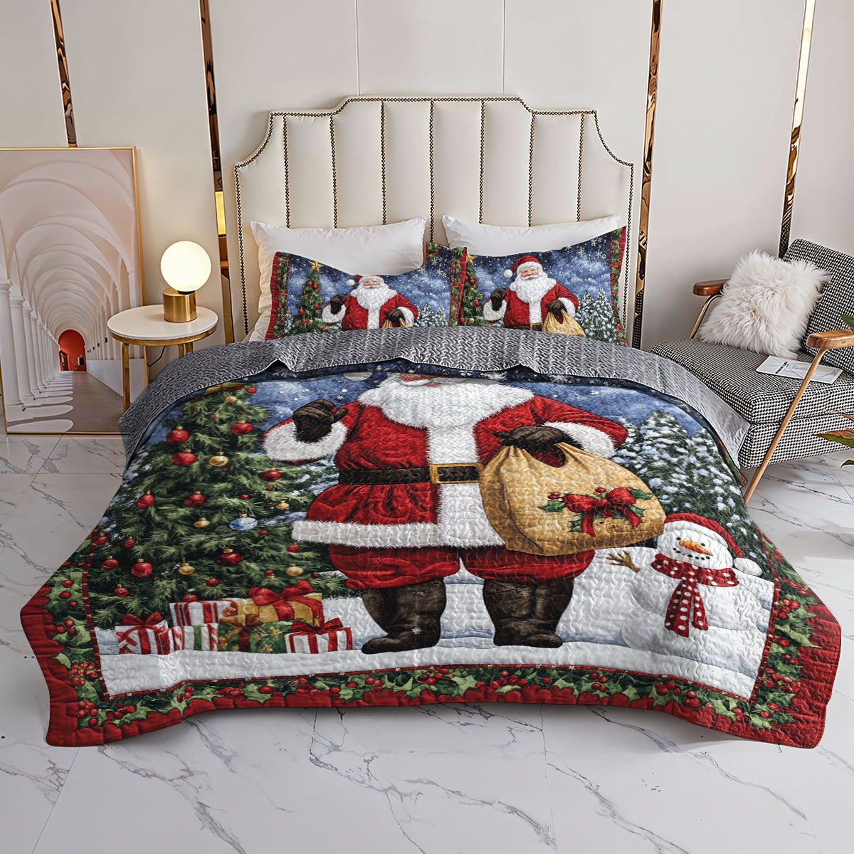 Shineful All Season Quilt 3-Piece Set Santa's Christmas Wonderland