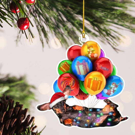 Glänzender 2D Acryl Ornament Dackel Weihnachtsballon 