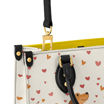 Shineful Leather Bag Floral Dachshund With Heart