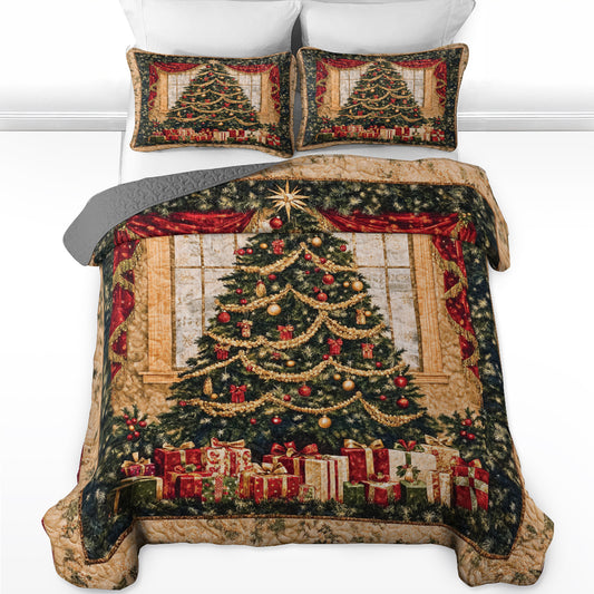 Shineful All Season Quilt 3-Piece Set Christmas Tree Holiday